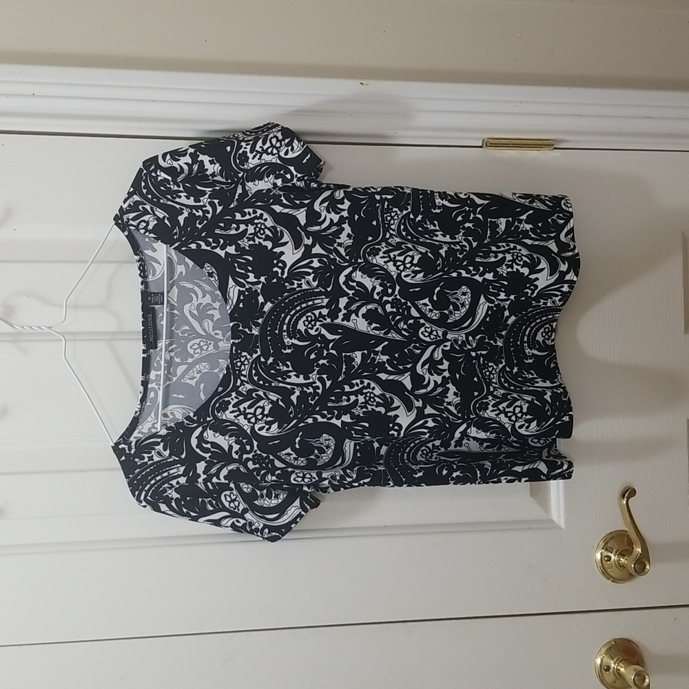 3/$12 Notations black paisley blouse sz M